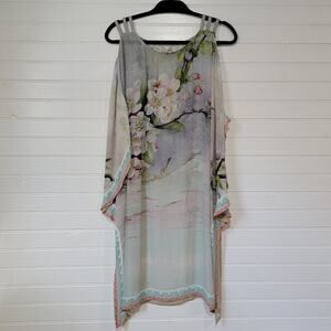 bl^nk London Kimono Top Sakura Cherry Blossom Watercolor Painting Wearable Art